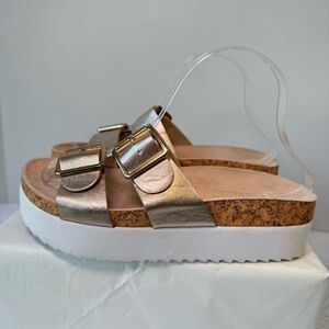 H&M Divided Metallic Gold Platform Sandals Size 8